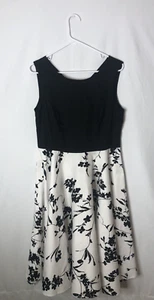 Grace Karin L black/white floral cotton sleeveless dress full skirt back zip - Picture 1 of 6
