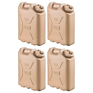 Scepter Lightweight BPA 5 Gallon 20 Liter Water Storage Container, Sand (4 Pack) - Picture 1 of 12