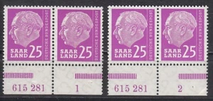 Heuss I 25 (Fr) Mi. 390 ** waagr. Paare UR HAN 615 281 1+2 Luxus! - Bild 1 von 1