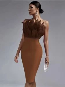 Bandage Dress Women Party Dress Bodycon Elegant Sexy Evening Birthday Club Outfi - Picture 1 of 4