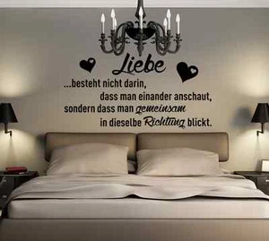 WD Wandtattoo LIEBE BESTEHT SPRUCH Wandsticker Schlafzimmer Aufkleber Sticker - Picture 1 of 1