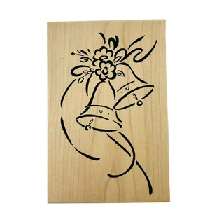 Campanas de boda sello de madera grandes impresiones con flores modelo K58 - Imagen 1 de 7