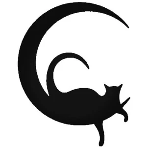 Calcomanía de vinilo calcomanía de pared para teléfono de habitación teléfono coche gato gatito en luna creciente - Imagen 1 de 1