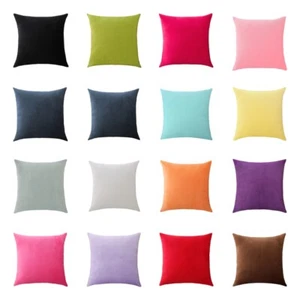 Soft Velvet Pillow Case Solid Bright Color Smooth Car Sofa Cushion Cover HT23103 - Picture 1 of 35