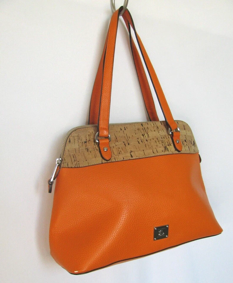 Bolso de Mano Cartera Lauren Ralph Lauren Hanway Corcho y Naranja Imitación Cuero Foto 1 de 4