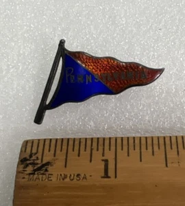 ANTIKE UNIVERSITY OF PENNSYLVANIA STERLINGSILBER EMAILLE WIMPEL ANSTECKNADEL BROSCHE - Bild 1 von 9