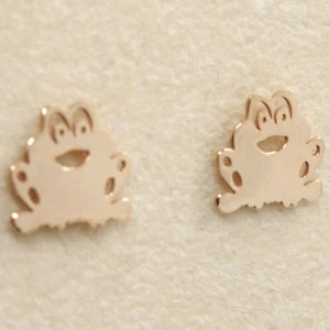 Boucles D'Oreilles en Argent 925 Laminé Or Rose LE FAVOLE Avec Grenouille - Picture 1 of 3