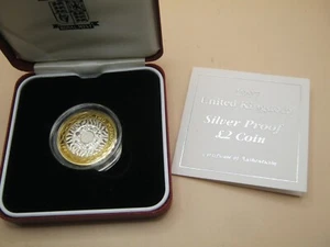 BULLION 1997 Royal Mint Two Pound Silver Proof Uncirculated Coin Boxed & COA - Bild 1 von 5