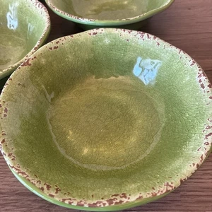 4x Pier 1 Carmelo Melamina Envejecida, Verde 7” Cuencos de Sopa/Cereal Rústicos, Pila - Imagen 1 de 11