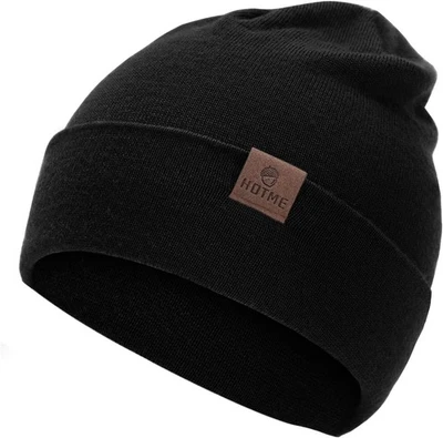 Gorro XXL de gran tamaño 100 % lana merino para hombre y mujer, talla única, C1-negro  Foto 1 de 4