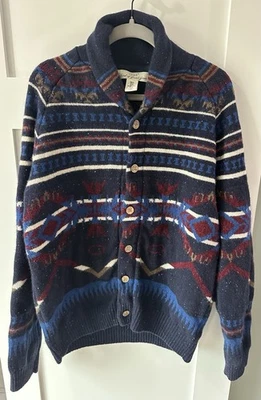 H&M L.O.G.G. Cárdigan de lana con botones de mezcla de lana estampado de manta azteca talla XL Foto 1 de 4