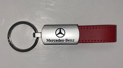 Llavero granate MERCEDES BENZ metal cromado láser CUERO EXCELENTE ESTADO Foto 1 de 2