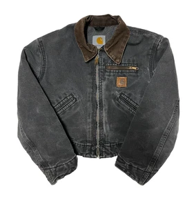 Carhartt Detroit Jacket Faded Black Lined J97 Made USA Boys Youth Medium 8 - Picture 1 of 5