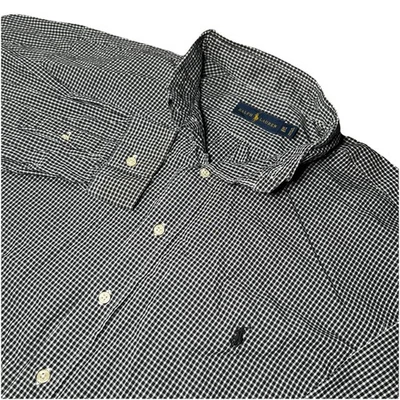 Ralph Lauren Masculino Extra Grande Preto Xadrez Preppy Manga Longa Botão Preto Pônei Excelente Estado Usado - Imagem 1 de 4