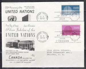 Canada Scott 513-4 Rose Craft FDC - United Nations, 25th Anniv - Picture 1 of 1