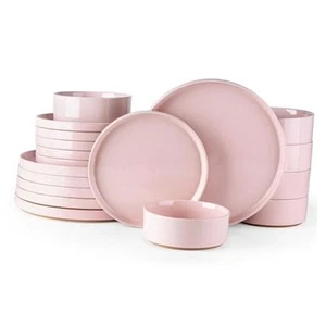 Ceramic Dinnerware Set for 6 | Speckled Stoneware Plates and Bowls with - Picture 1 of 8
