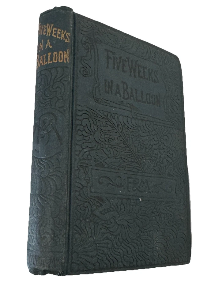 Five Weeks in a Balloon by Jules Verne (1889) Antique American Edition Foto 1 de 4