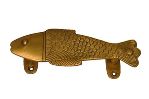 Fish Shape Wall Decor Figure Handcrafted Brass Vintage Style Door Pull Handle - Picture 1 of 11