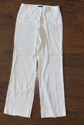 White House Black Market Womens Wide Straight   Leg Pants Linen Blend Size 6R - Изображение 1 из 4