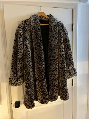 Abrigo de piel sintética estampado guepardo/leopardo de moda Monterey vintage para mujer talla L Foto 1 de 2