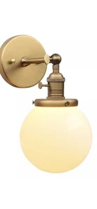 PERMO Industrial Style Wall Sconce Lighting Fixture 5.9" White Glass Shade New - Picture 1 of 7