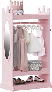 Kids Dress up Storage with Mirror,Costume Closet for Kids, Open Hanging Armoire - Picture 1 of 9