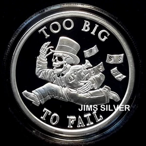 Silver Shield 2023 TOO BIG TO FAIL V2 1 oz. ¡CAJA Y CAJA A PRUEBA Y BAJO AUTENTICIDAD! ¡RARO! - Imagen 1 de 8