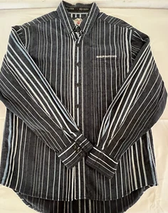Camicia uomo Harley Davidson a righe manica lunga ricamata con bottoni taglia L - Foto 1 di 8