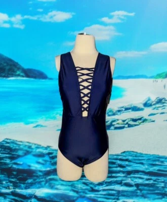 NUEVO CON ETIQUETAS NICOLE MILLER Studio $98 Talla 8 Traje de Baño CORREAS AZUL MARINO Una Pieza  Foto 1 de 4