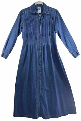 Maxi Vestido Laura Ashley Vintage 100% Algodón Años 90’s Y2K Denim Mujer Talla 4 Foto 1 de 4