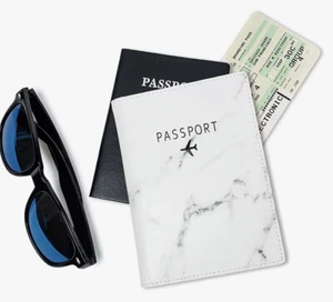 Passport Holder Case Cover Wallet White Gray Storage Pocket Travel Accessory  - Picture 1 of 2