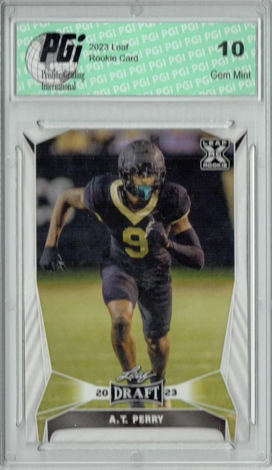 A.T. Perry 2023 Leaf Football #39 Rookie Card PGI 10 - Image 1 of 1