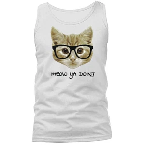 Meow Ya Doing? Camiseta sin mangas gráfica graciosa chiste divertido humor humor gracioso gráfico gatito gato mascota - Imagen 1 de 6