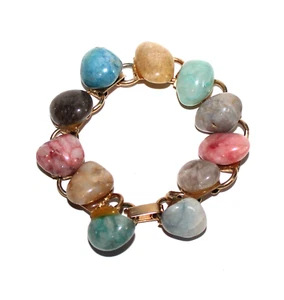 Vintage Pastel Stone Gold Tone Bracelet CSM2 - Picture 1 of 7