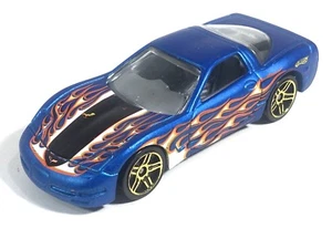 Hot Wheels 1997 97 Chevy Chevrolet Corvette Heat Fleet Blue Car Flames 2011 - Picture 1 of 5
