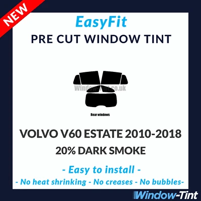 EasyFit Static Pre Cut Window Tint For Volvo V60 Estate 2010-18 - 20% Dark Rear - Image 1 of 3