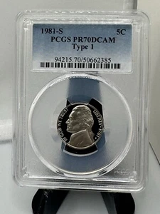 1981-S PCGS PR70DCAM Type 1 Jefferson Nickel Proof 5C - Picture 1 of 4