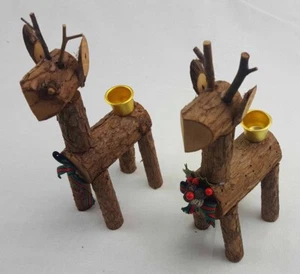 Natural Bark Reindeer Candle Holder - Picture 1 of 4