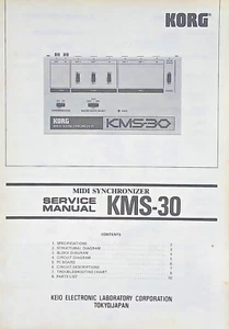 Korg KMS-30 Midi Synchronizer Original Service Manual Schematics Parts List Book - Picture 1 of 1