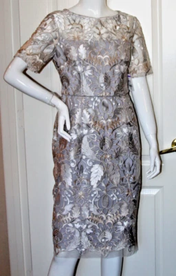 Adrianna Papell Embroidered Sheath Midi Dress   Sz 6   #1377 - Image 1 of 4