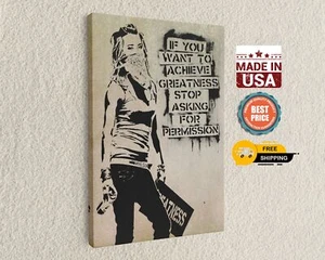 Banksy Street Art Stampa su Tela Smetti di Chiedere Permesso Decorazione Parete - Foto 1 di 7