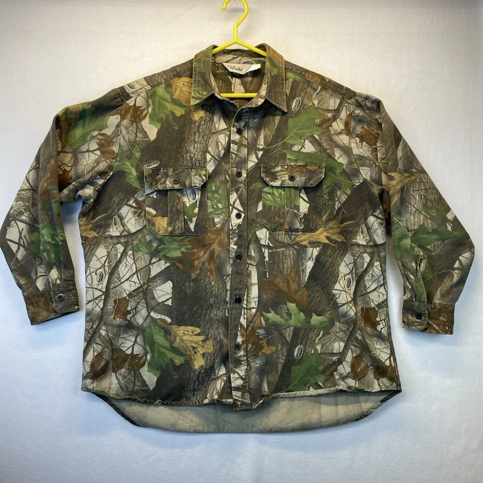 Vtg Walls RealTree Long Sleeve Button Up Camo Hunting Shirt Pockets Sz XL Heavy - Image 1 of 4