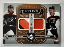 2007-08 Artifacts Tundra Tandems Dual 3 Color Patch Simon Gagne Jeff Carter /35
