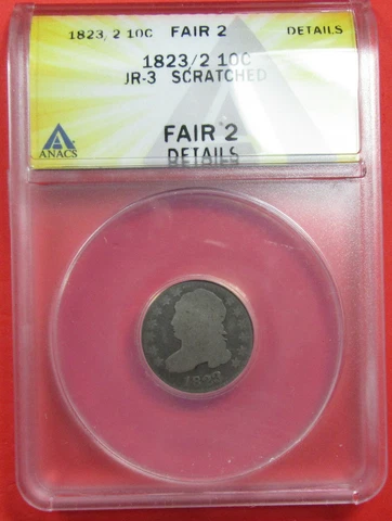 1823/2 10c JR-3 ANACS Fair 2 (Details). Desirable date. (1221074) Cover