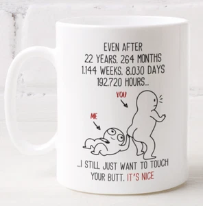 22 Jahre Hochzeitstag Geschenk Touch Your Butt Kaffeebecher für Ehemann Frau - Bild 1 von 7