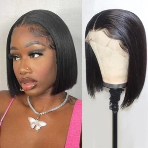 Forever Beauty 13x4 Bob (Black) 150% 8" Human Hair Wig - Picture 1 of 2