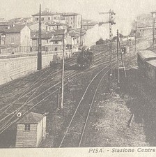 Cartolina Stazione Di Pisa Con Treno Fumante Animata Viaggiata Nel 1930 Fp Super