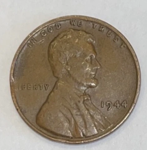 1944 Lincoln Wheat Cent Penny No Mint Mark - Error No L  In Liberty & Rim Damage Cover