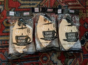 Daiso Coffee Filter 1-2 Cups, Unbleached, 90 Sheets × 3 Packs, Japan Virgin Pulp - Picture 1 of 3