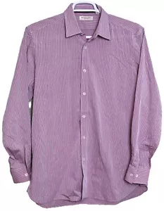 Burberry London Mens Long Sleeve Button Down Dress Shirt 16.5/42 Striped Mauve - Picture 1 of 5